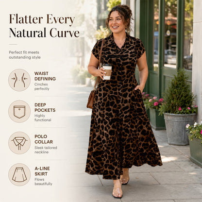 ⏳Time-Limited Special⏰Women's Elegant Leopard Print Lapel Dress – Chic, Flattering & Bold Statement Style 🥂