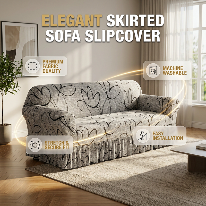 🎉 2026 Hot Sale!🛋️ High‑Stretch Sofa Slipcover‑Ruffled Hem & Full Protection ✨