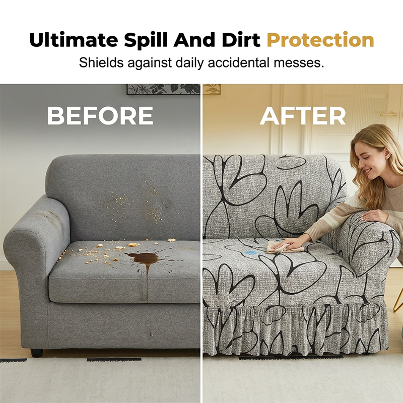 🎉 2026 Hot Sale!🛋️ High‑Stretch Sofa Slipcover‑Ruffled Hem & Full Protection ✨
