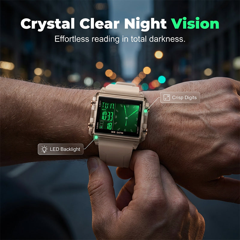 ⌚ 50% OFF NOW! 💧 Transparent Digital Watch – 50M Waterproof, Luminous Display & Hybrid Time – Style Meets Function ✨