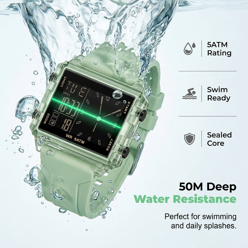 ⌚ 50% OFF NOW! 💧 Transparent Digital Watch – 50M Waterproof, Luminous Display & Hybrid Time – Style Meets Function ✨