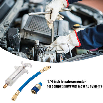 ⏳Time-Limited Special⏰Precision AC Oil Dye Injector – Brass Construction, High Pressure Hose, Clear Barrel ✨