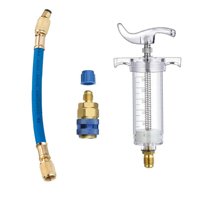 ⏳Time-Limited Special⏰Precision AC Oil Dye Injector – Brass Construction, High Pressure Hose, Clear Barrel ✨