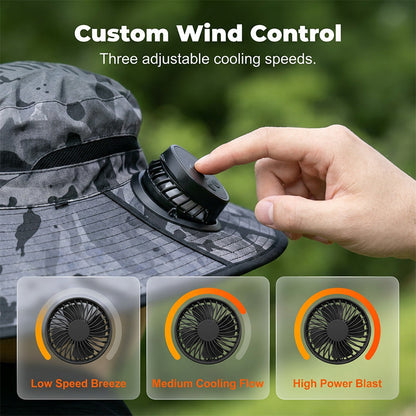 Summer Cooling Solar Fan Bucket Hat