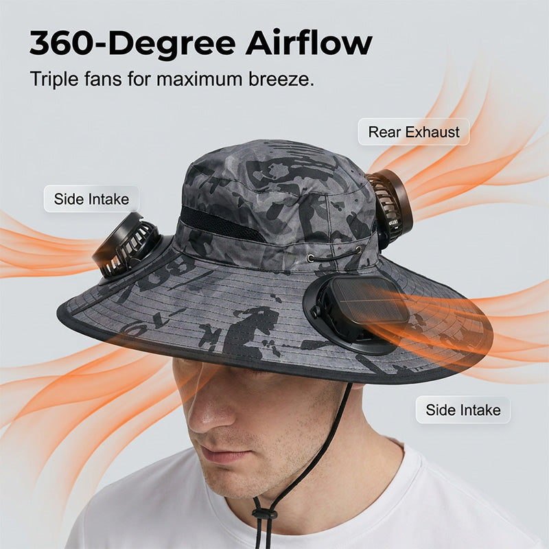 Summer Cooling Solar Fan Bucket Hat