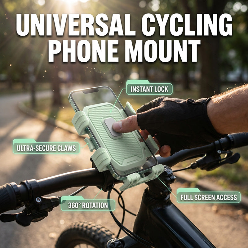 🚴50% OFF NOW! Universal Cycling Phone Mount‑1-Second Instant Lock Bike Phone Holder, 360° Rotation Shockproof Bracket for Bicycle & Motorcycle