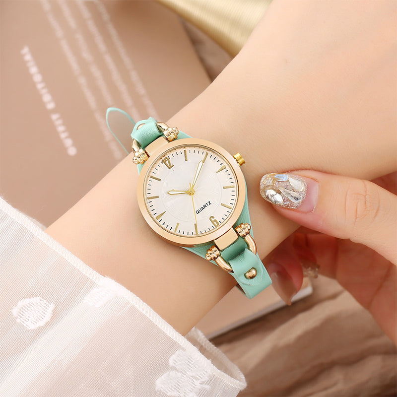 Luxury Chic Thin Band Women Watch Vintage Leather Strap Quartz Wrist Watch