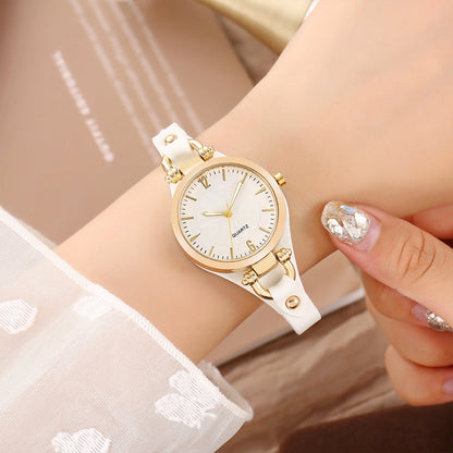 Luxury Chic Thin Band Women Watch Vintage Leather Strap Quartz Wrist Watch