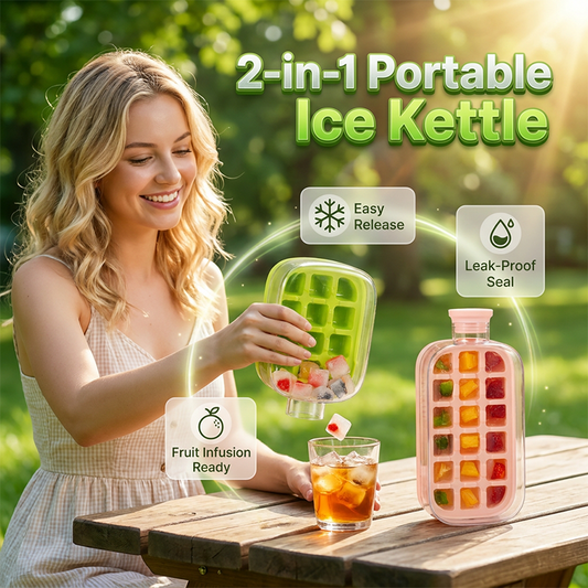 ❄️2-in-1 Ice Cube Maker Water Bottle Built-In Ice Tray, Food-Grade Silicone, Bpa-Free. Make Ice & Store Water In One Bottle – Ideal For Gym, Office & Travel! 🏋️‍♂️💼✈️