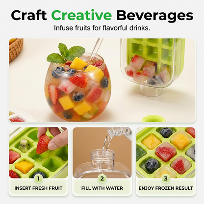 ❄️2-in-1 Ice Cube Maker Water Bottle Built-In Ice Tray, Food-Grade Silicone, Bpa-Free. Make Ice & Store Water In One Bottle – Ideal For Gym, Office & Travel! 🏋️‍♂️💼✈️