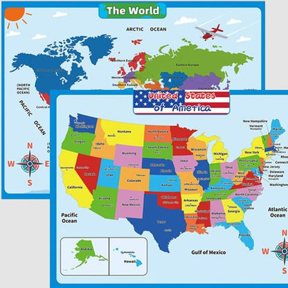 ⏳Limited-time 50% off⏰Geography Learning Poster Wall Map for Kids🗺️