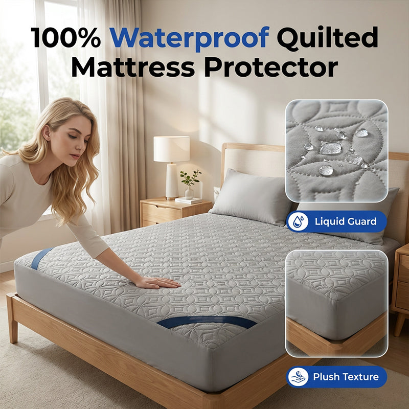 🥳2026 HOT SALE🛏️Quilted Waterproof Mattress Protector – Blocks spills & stains, keeps your mattress fresh. Deep pocket, no shifting. Sleep soundly! 😴✨