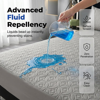 🥳2026 HOT SALE🛏️Quilted Waterproof Mattress Protector – Blocks spills & stains, keeps your mattress fresh. Deep pocket, no shifting. Sleep soundly! 😴✨