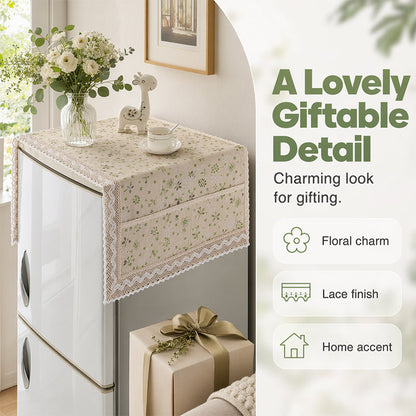 💖LAST DAY SALE!!💖✨Cotton Linen Refrigerator Dust Cover with Pockets