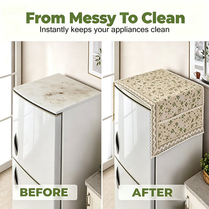 💖LAST DAY SALE!!💖✨Cotton Linen Refrigerator Dust Cover with Pockets