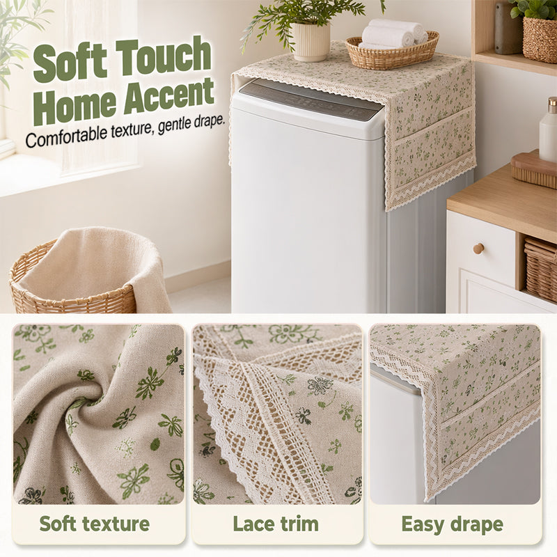 💖LAST DAY SALE!!💖✨Cotton Linen Refrigerator Dust Cover with Pockets