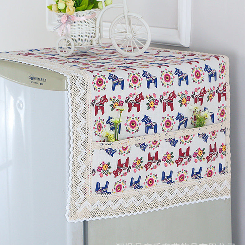 💖LAST DAY SALE!!💖✨Cotton Linen Refrigerator Dust Cover with Pockets