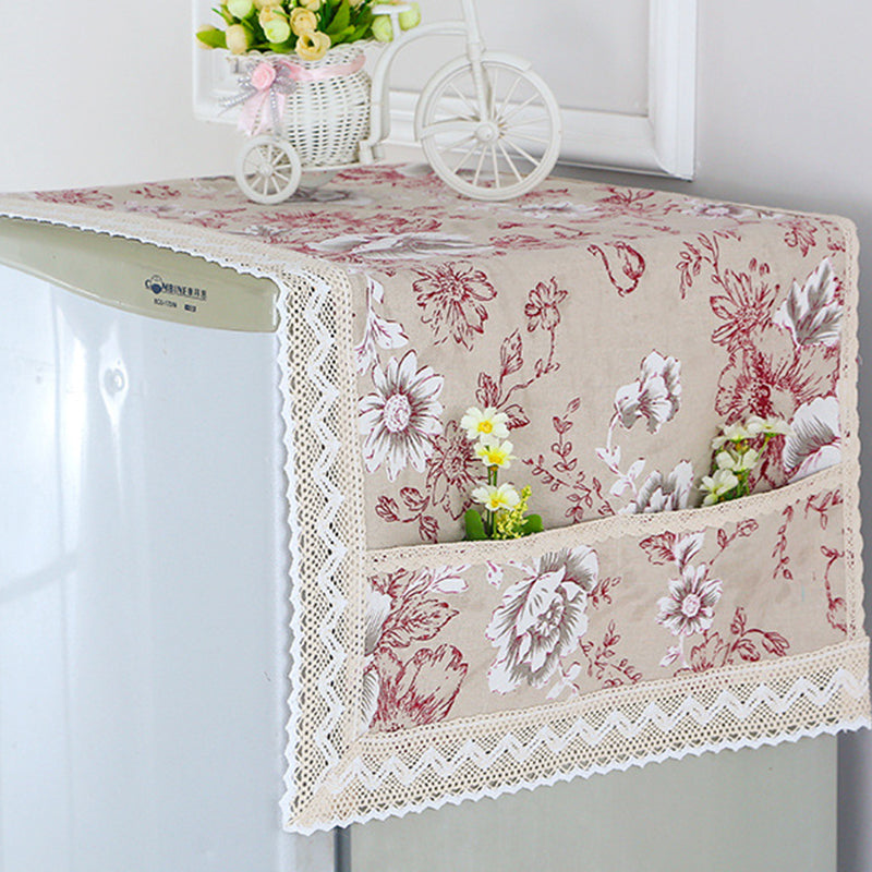 💖LAST DAY SALE!!💖✨Cotton Linen Refrigerator Dust Cover with Pockets