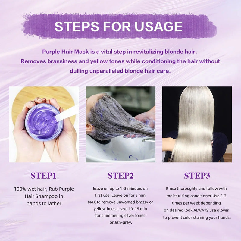 🏆Last Day: 50% Off for a Limited Time!✨Moisturizing Purple Hair Mask with Long-Lasting Scent, Anti-Brass Deep Conditioning Mask for Blonde Bleached Hair