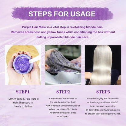 🏆Last Day: 50% Off for a Limited Time!✨Moisturizing Purple Hair Mask with Long-Lasting Scent, Anti-Brass Deep Conditioning Mask for Blonde Bleached Hair