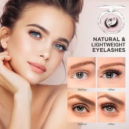 👁️Reusable Self-Adhesive False Eyelashes – 3-Pair Glue-Free Lash Set💕