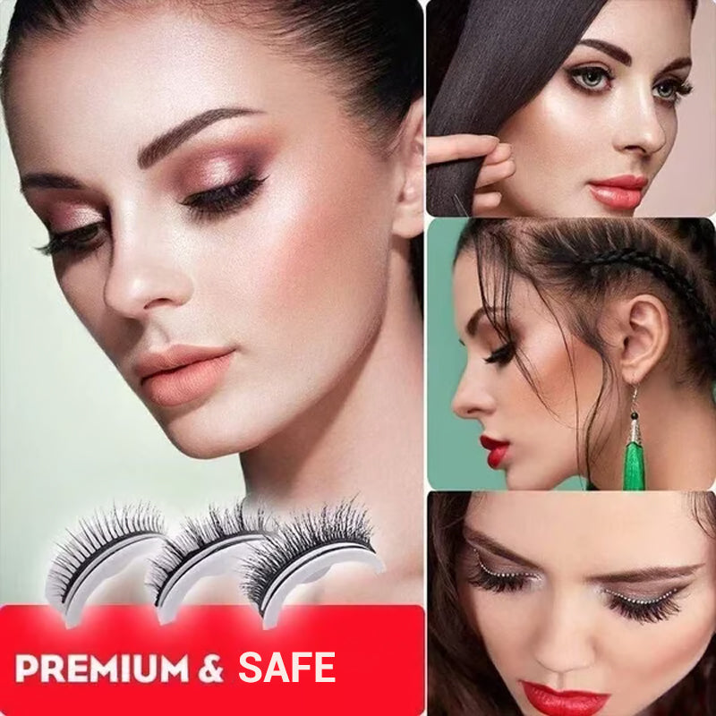 👁️Reusable Self-Adhesive False Eyelashes – 3-Pair Glue-Free Lash Set💕