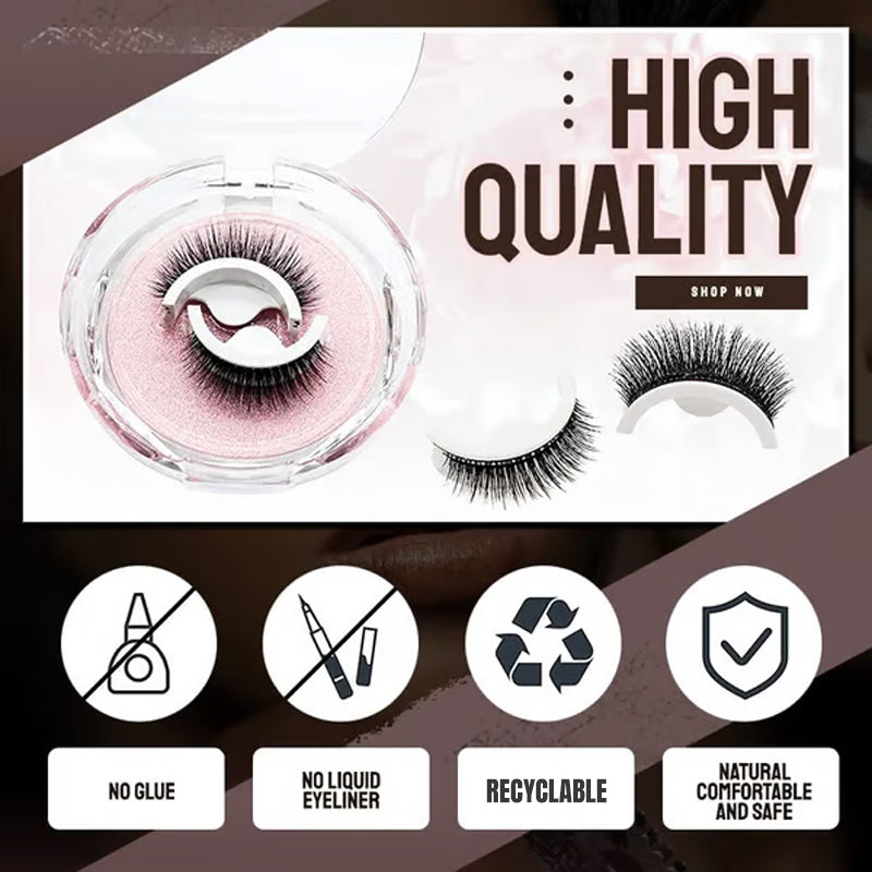 👁️Reusable Self-Adhesive False Eyelashes – 3-Pair Glue-Free Lash Set💕