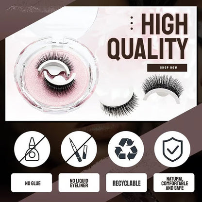 👁️Reusable Self-Adhesive False Eyelashes – 3-Pair Glue-Free Lash Set💕