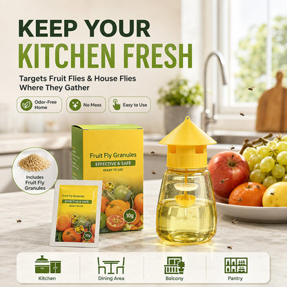 🥳2026 HOT SALE🥳💞50K+ SOLD!🦟🚫 50% OFF! Hanging Fly Trap – 4 entry holes, lures & captures flies fast. Indoor & outdoor use. A summer essential for kitchen & garden! 🌿✨