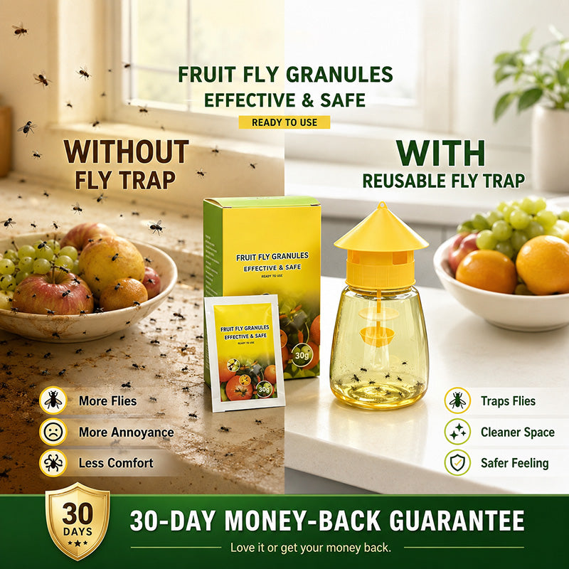 🥳2026 HOT SALE🥳💞50K+ SOLD!🦟🚫 50% OFF! Hanging Fly Trap – 4 entry holes, lures & captures flies fast. Indoor & outdoor use. A summer essential for kitchen & garden! 🌿✨