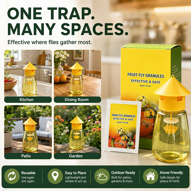 🥳2026 HOT SALE🥳💞50K+ SOLD!🦟🚫 50% OFF! Hanging Fly Trap – 4 entry holes, lures & captures flies fast. Indoor & outdoor use. A summer essential for kitchen & garden! 🌿✨