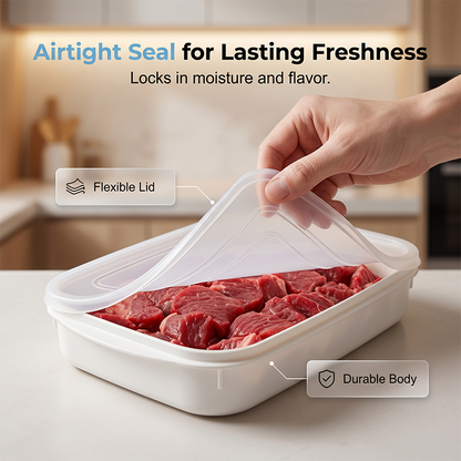 Stackable Fridge Storage Container with Lid🔥50% OFF Limited Time Deal⏳ Airtight Organizer To Save Refrigerator Space & Keep Food Fresh