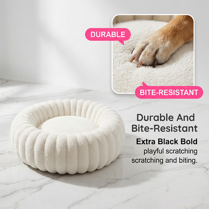 🐾 50% OFF NOW! 🛏️ Ultra-Soft Round Calming Cat & Dog Bed – Raised Rim, Cozy Plush & Orthopedic Support for Restful Sleep ✨