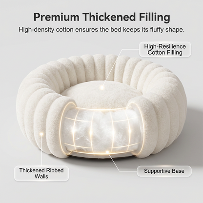 🐾 50% OFF NOW! 🛏️ Ultra-Soft Round Calming Cat & Dog Bed – Raised Rim, Cozy Plush & Orthopedic Support for Restful Sleep ✨