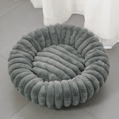 🐾 50% OFF NOW! 🛏️ Ultra-Soft Round Calming Cat & Dog Bed – Raised Rim, Cozy Plush & Orthopedic Support for Restful Sleep ✨