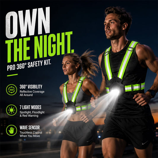 Rechargeable LED Chest Light with Reflective Straps