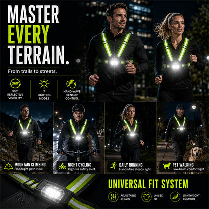 Rechargeable LED Chest Light with Reflective Straps