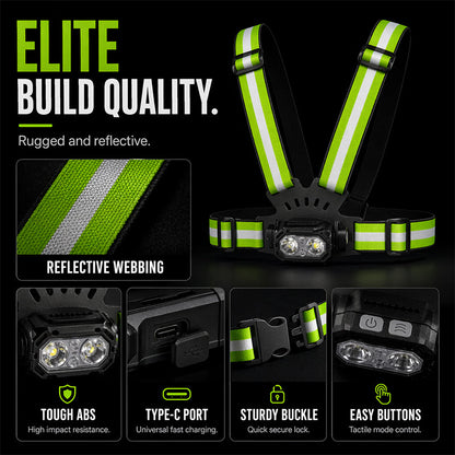 Rechargeable LED Chest Light with Reflective Straps