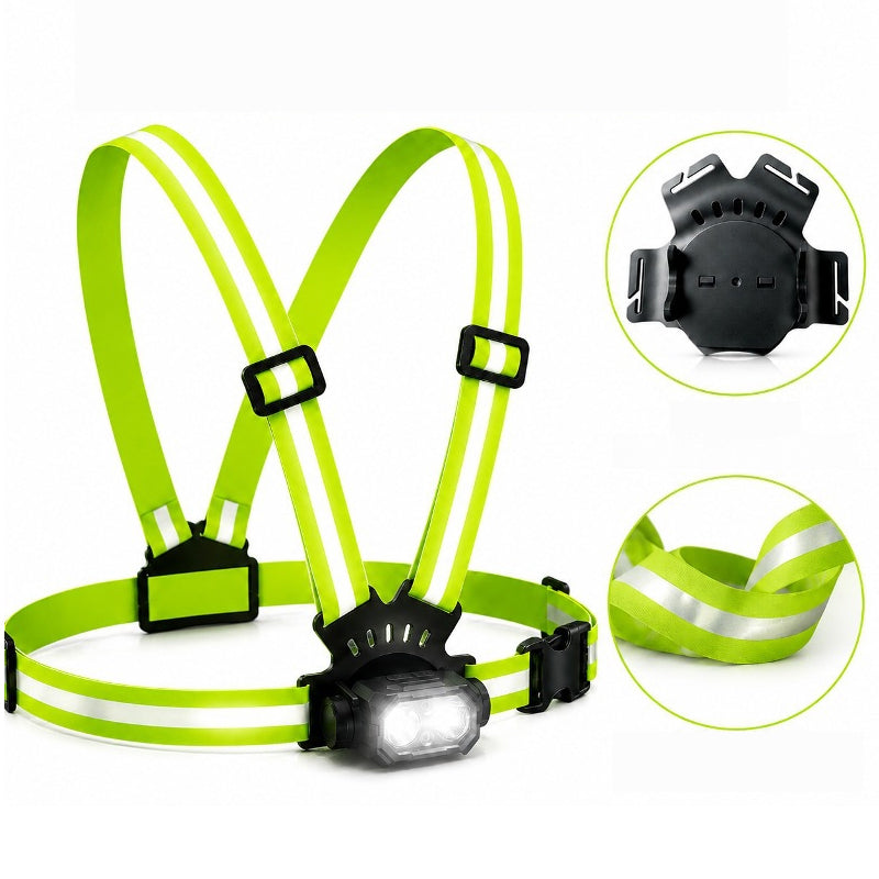 Rechargeable LED Chest Light with Reflective Straps