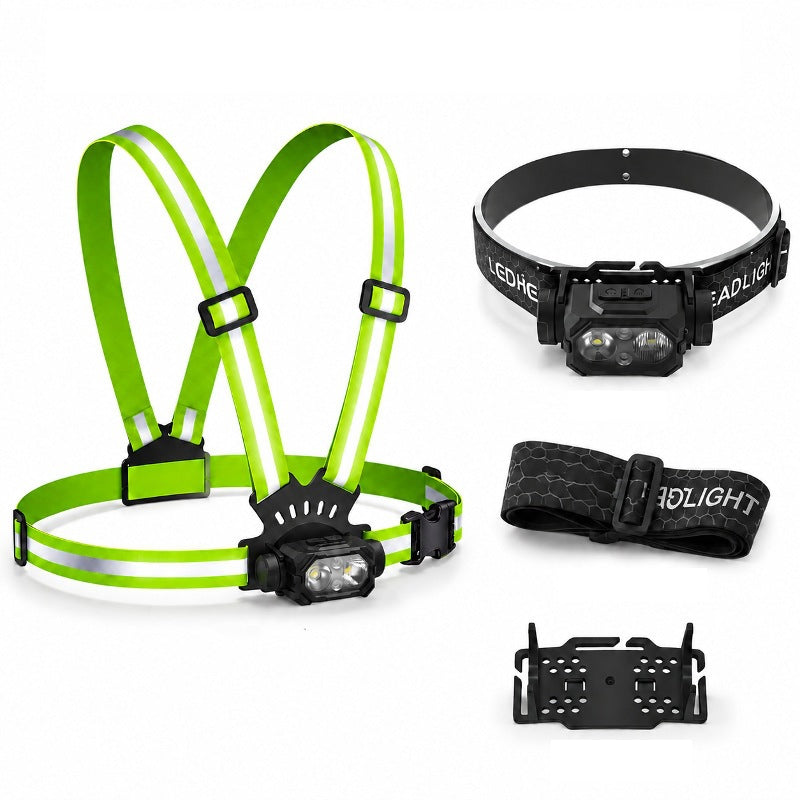 Rechargeable LED Chest Light with Reflective Straps