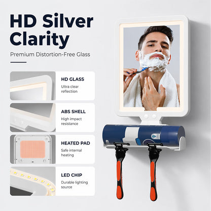 LED Shower Mirror with Heated Anti-Fog for Shaving