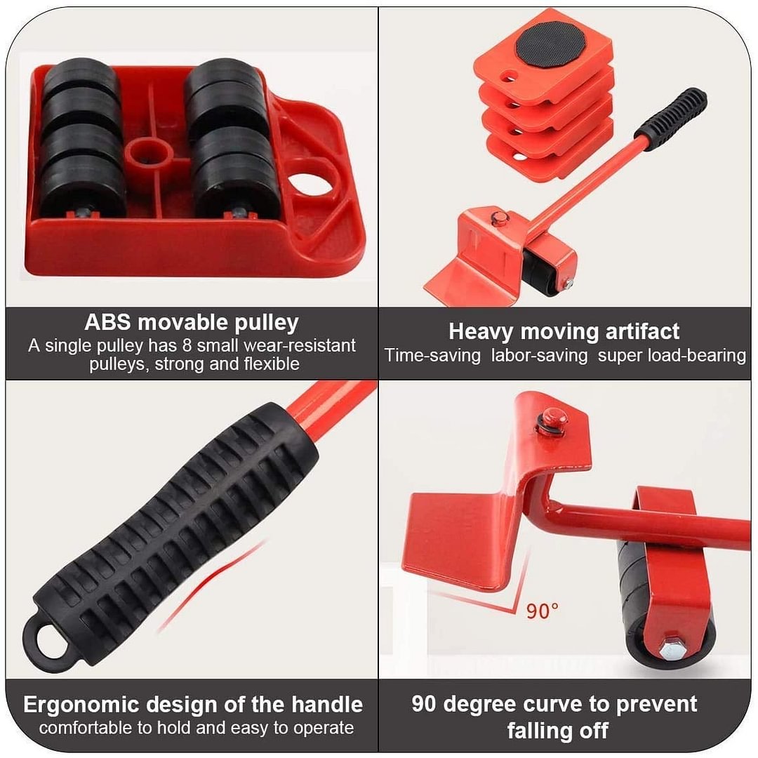 🏠 Heavy Furniture Moving Tool Kit – 8-Piece System for Home & Office Rearranging