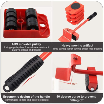 🏠 Heavy Furniture Moving Tool Kit – 8-Piece System for Home & Office Rearranging