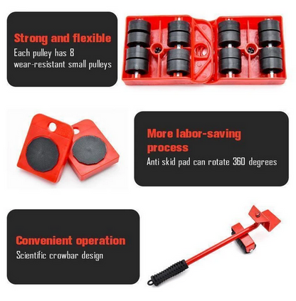 🏠 Heavy Furniture Moving Tool Kit – 8-Piece System for Home & Office Rearranging