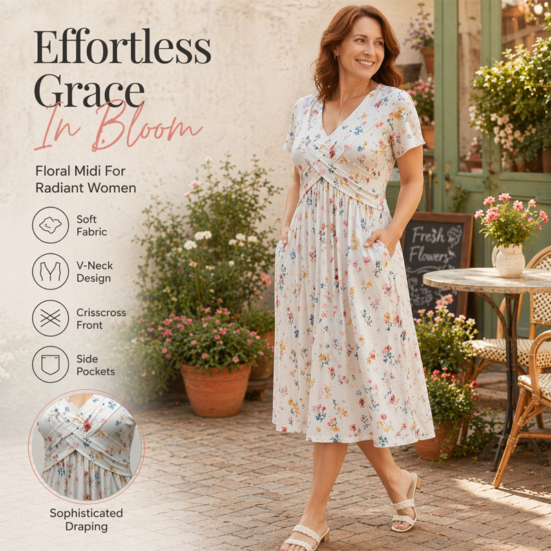 🥳2026 HOT SALE🥳💞50K+ SOLD!🔥🏠 50% OFF! ✨Women's V-Neck Floral Print Dress with Twist Waist