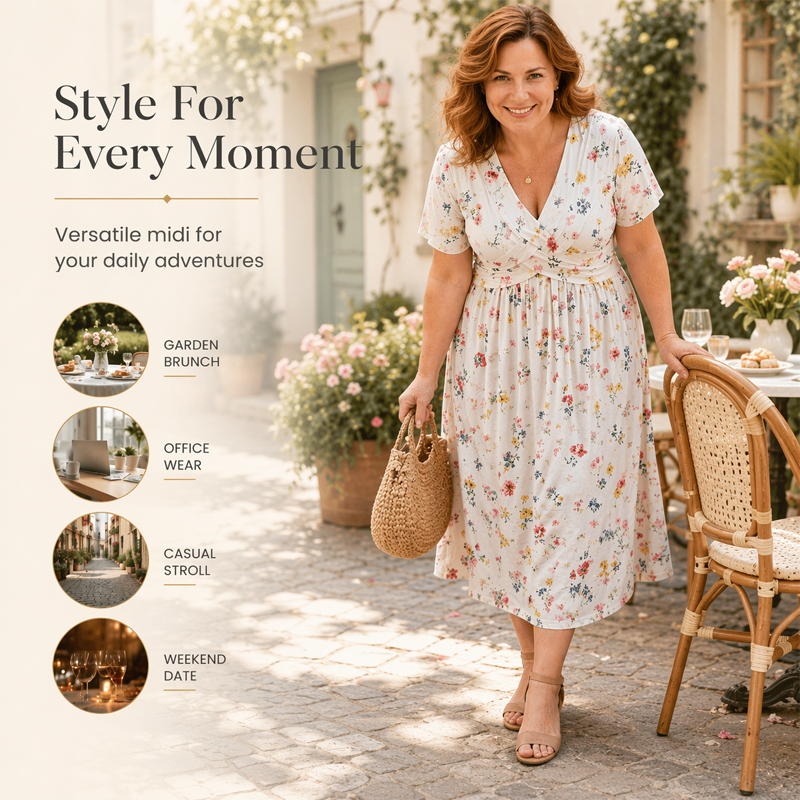 🥳2026 HOT SALE🥳💞50K+ SOLD!🔥🏠 50% OFF! ✨Women's V-Neck Floral Print Dress with Twist Waist