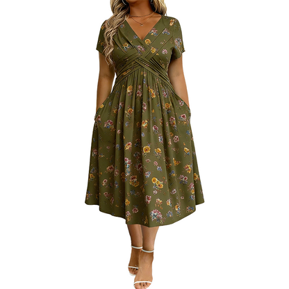🥳2026 HOT SALE🥳💞50K+ SOLD!🔥🏠 50% OFF! ✨Women's V-Neck Floral Print Dress with Twist Waist
