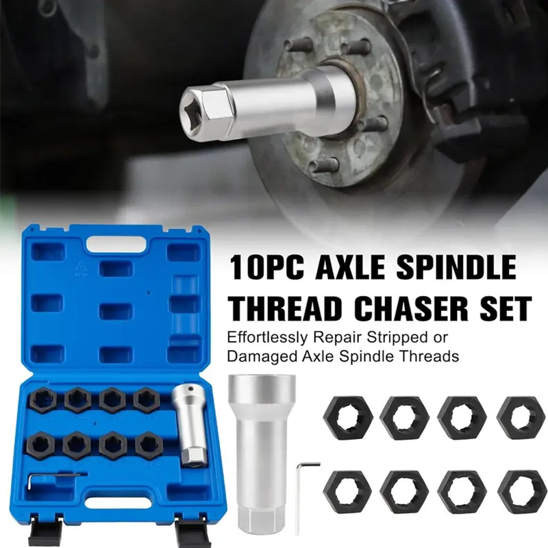 🛠️10-Piece Axle Spindle Thread Repair & Chaser Set🔧