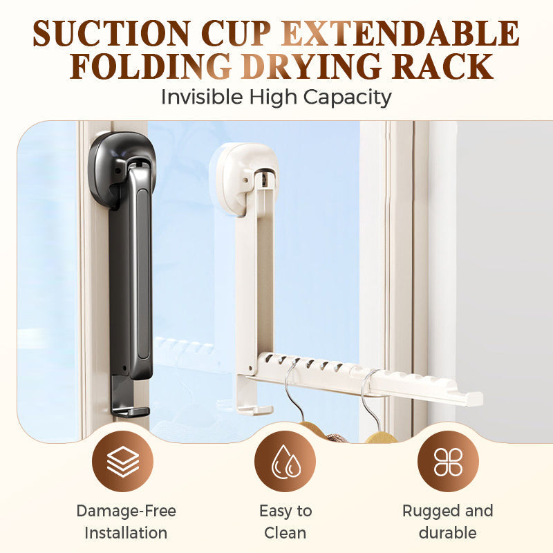 🔥 Hot Sale ⚡ 50% Off for a Limited Time 💥 Suction-Cup Telescoping Folding Clothes Rack—No Drilling Required, Space-Saving, Perfect for Bathrooms and Balconies 👚