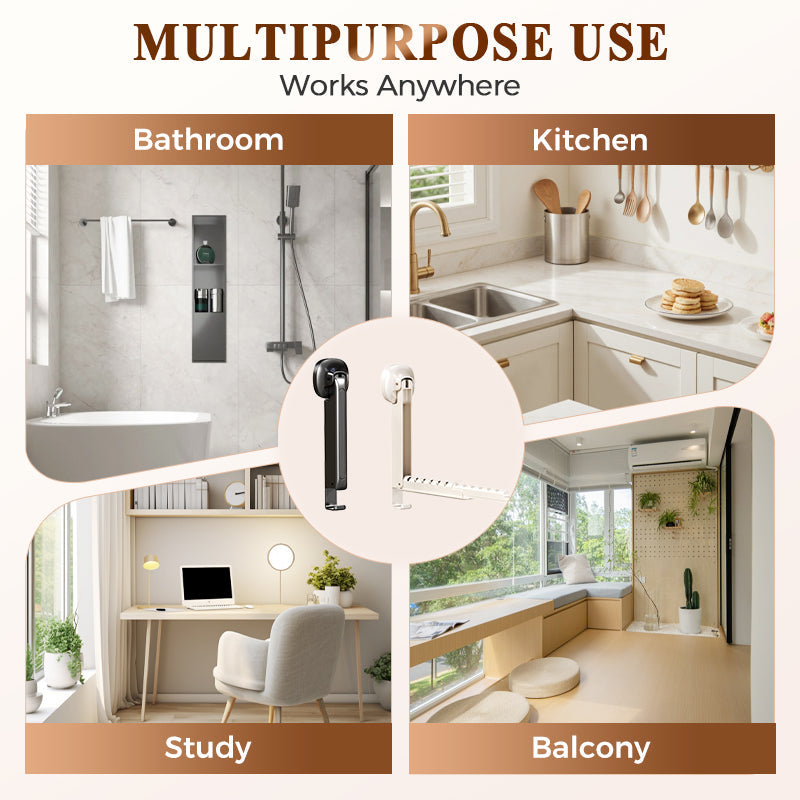 🔥 Hot Sale ⚡ 50% Off for a Limited Time 💥 Suction-Cup Telescoping Folding Clothes Rack—No Drilling Required, Space-Saving, Perfect for Bathrooms and Balconies 👚